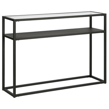 42'' Console Table with Metal Mesh Shelf in Blackened Bronze