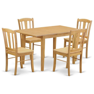5-Piece Kitchen Table Set, Table and 4 Chairs, Oak