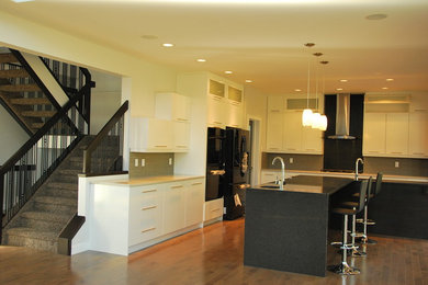 Example of a minimalist kitchen design in Edmonton