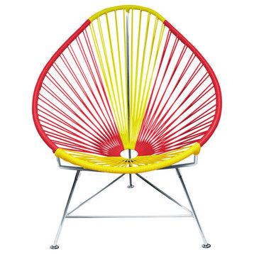 Multicolor Indoor/Outdoor Handmade Acapulco Chair, Spain Weave, Chrome Frame