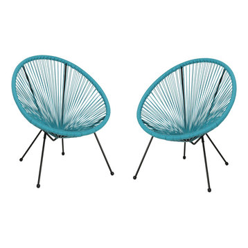 Major Outdoor Hammock Weave Chair With Steel Frame, Set of 2, Teal, Black