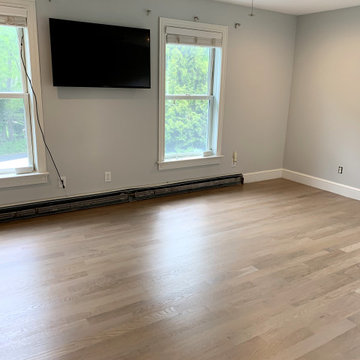 EAST QUOGUE:  4" SELECT WHITE OAK INSTALLED & FINISHED WITH CUSTOM GRAY STAIN
