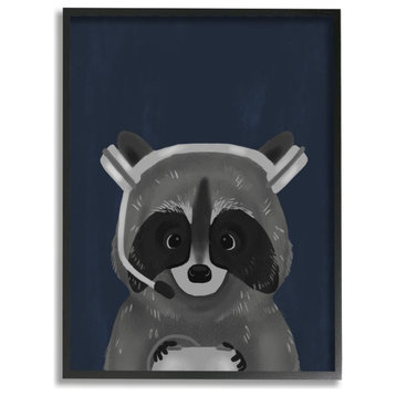 Racoon with Gaming Headset Children's Blue Grey Animal ,1pc, each 16 x 20