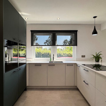 White and Green Modern Kitchen in Banchory