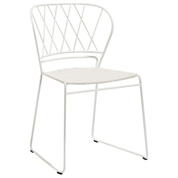 Reso Chair, White Metal White Sunbrella Sling Seat, Set of 4