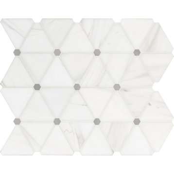 Bianco Dolomite Pinwheel Polished Marble Mosaic, 10 Sheets