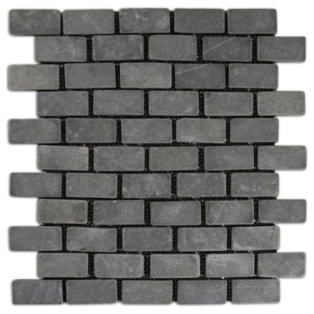 Grey mini stone subway tile, 12"x12" mesh, 1 sq. ft. for indoor/outdoor