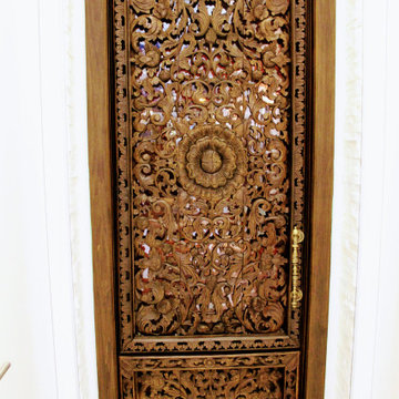 Hand Carved Wood & Glass Door