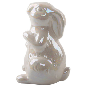 7.25" Pearl Ceramic Bunny