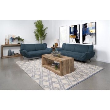 Pemberly Row 2-piece Mid-Century Fabric Upholstered Living Room Sofa Set Teal
