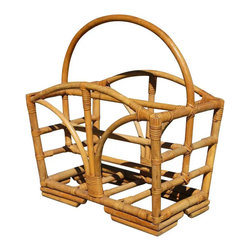Restored Rattan Magazine Rack with Stacked Base, circa 1950 - Books
