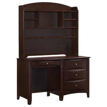Pemberly Row 4-Drawer Wood Computer Desk with Hutch in Cappuccino