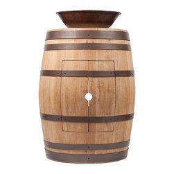 Premier - Wine Barrel Vanity Package with 17" Oval Wired Rim Vessel Sink - Natural Finish - Bathroom Vanities And Sink Consoles