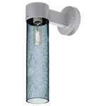 Besa Lighting - Besa Lighting JUNI16BL-WALL-SL Juni 16 - One Light Outdoor Wall Sconce - The Juni 16 sconce is composed of a Silver aluminum bracket and transparent Blue glass cylinder, with an interesting bubble pattern blown randomly throughout the glass. The pleasing play of light through the bubble accents make for a striking affect. The standard incandescent option offers a prominent display of the lamp filament behind the glass, while the LED option results in a splash of concealed LED downlight. These stylish and functional luminaries are offered in a beautiful Silver finish.  Shade Included: TRUE  Dimable: TRUEJuni 16 One Light Outdoor Wall Sconce Silver Blue Bubble Glass *UL Approved: YES *Energy Star Qualified: n/a  *ADA Certified: n/a  *Number of Lights: Lamp: 1-*Wattage:60w Medium base bulb(s) *Bulb Included:No *Bulb Type:Medium base *Finish Type:Silver