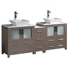 Fresca Torino Double Sink Bathroom Cabinet, Vessel Sinks, Gray Oak, 72"