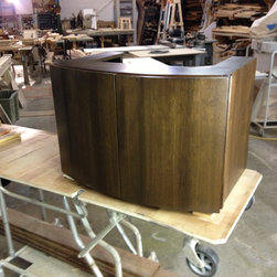 Curved Front Walnut Veneer Vanity Cabinet - Bathroom Vanities And Sink Consoles