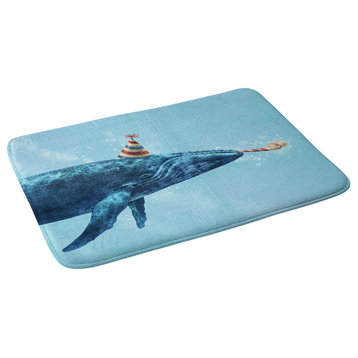 Terry Fan Party Whale Memory Foam Bath Mat, 17"x24"