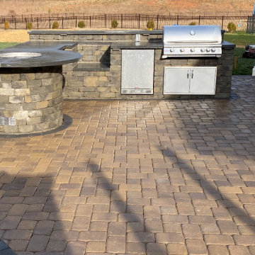 Paver Patio with Outdoor Kitchen & Tabletop Fire Bowl