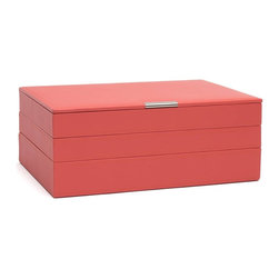 Large Stackable Tray Set in Coral - Jewelry Boxes And Organizers