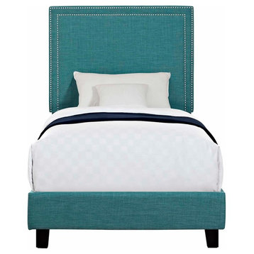 Picket House Furnishings Emery Upholstered Platform Bed, Teal, Twin