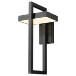 Z-Lite - Luttrel LED Outdoor Wall Sconce, Black - An eye-catching way to illuminate your contemporary patio deck or garden area this one-light outdoor wall sconce delivers chic minimalism with its angled open black finish aluminum frame. A sand blast finish white glass shade uses LED-integrated technology to provide a strong energy-efficient glow to light up evenings outdoors.