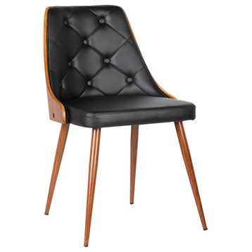 Brien Dining Chair, Walnut Finish and Black Faux Leather