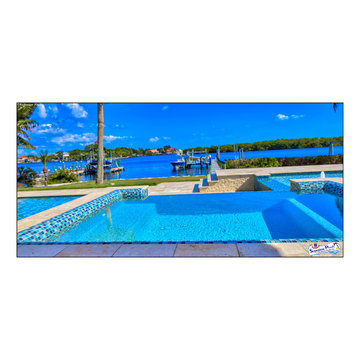 Bennett Nokomis, FL Custom Court Yard Swimming Pool & Spa With Raise Beach Area.