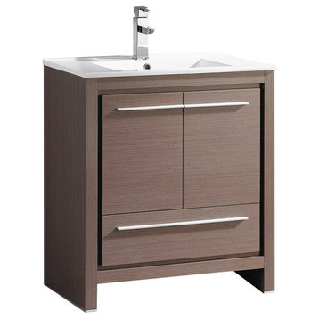 Allier 30" Bathroom Cabinet, Base: Gray Oak, With Integrated Sink