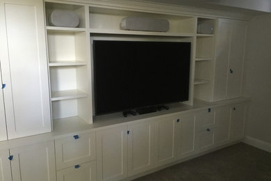 Media Room with Custom Built-in Cabinet - Before and After
