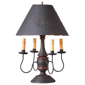 Jamestown Lamp in Hartford Black with Red with Black Shade