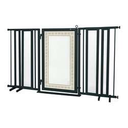 Fusion Gates - Fusion Gate with Greek Key Design, Black, 65"-71.4" - Dog Gates