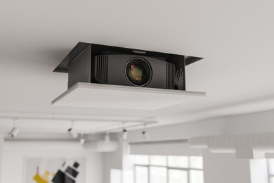 Ceiling Projector Drop-Down in Living Room