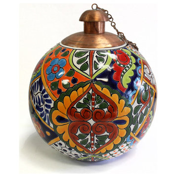 Talavera style table top torch, Made in Mexico, Fiesta