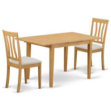 3-Piece Dining Room Set, Small Table and 2 Chair, Oak