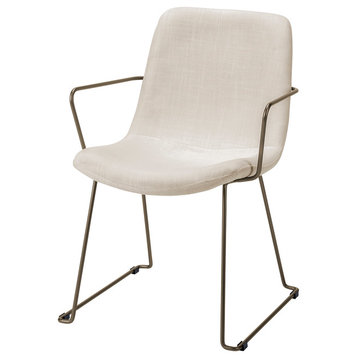 Sawyer Beige Fabric Wrap Seat With Gold Metal Frame Dining Chair