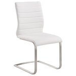 Armen Living - Fusion Side Chairs, Stainless Steel, Set of 2, White - Add a couple spots of sophisticated seating with the Fusion Side Chairs. These seats feature chrome legs and a bonded leatherette seat, providing your space with both sleek design and approachable comfort. By taking a traditional design and updating it for the modern home, these chairs provide a burst of creative energy in your dining rooms.