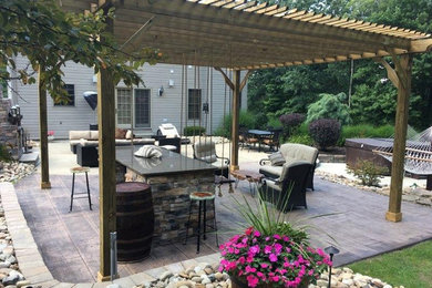 Outdoor Bar and Living Room with Pergola in Pennsylvania