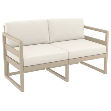 Mykonos Patio Loveseat Taupe with Acrylic Fabric Natural Cushions
