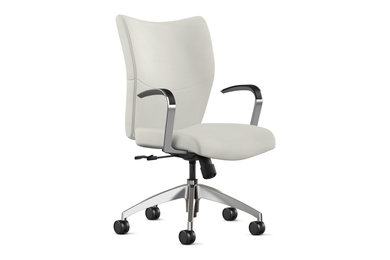 White Leather Office Desk Chairs