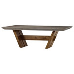 Andrew Martin - Light Wooden Dining Table L, Andrew Martin Strand - Rustic yet refined; a natural concrete finished top rests on a uniquely acute angled base crafted from a combination of natural woods. Seats six to eight people. Available in another finish and other sizes.