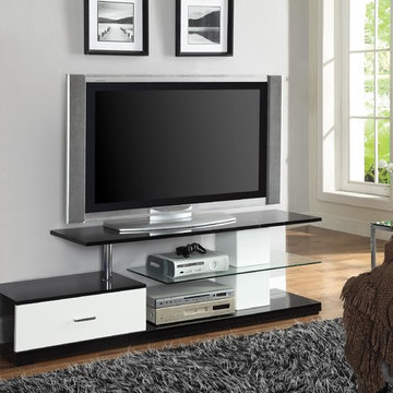Coaster | Modern Black & White TV Stand | Drawer and Glass Shelf -$351.68