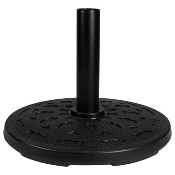 Black Flat Round Resin Base Stand for Patio Umbrella, 21lbs