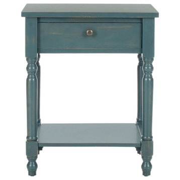 Shami Accent Table With Storage Drawer, Dark Teal