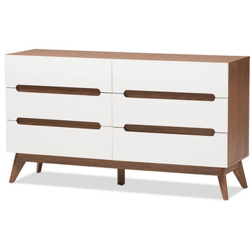 Calypso Storage Dresser - White, " Walnut" Brown
