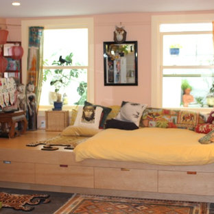 Photo of a world-inspired look-out basement in San Francisco.