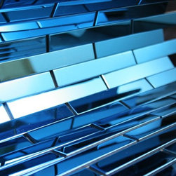 Shiny Blue Stainless Steel Subway Style Mosaic Tiles - Home Accessories & Decor