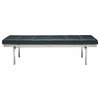 Louve Long Brushed Stainless Steel Frame Bench, Black