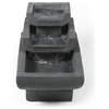 Gray Cement and Resin Modern 2-Tier Basin Outdoor Fountain with LED Lights