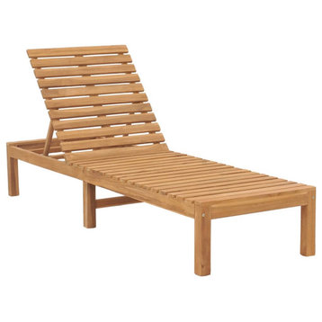 vidaXL Solid Teak Wood Sun Lounger Patio Garden Outdoor Lounge Bed Furniture