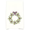 Traditional Holly Wreath Holiday Floral Print Kitchen Towel, Green